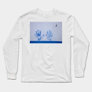 Blue Handprints Long Sleeve T-Shirt